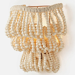 Настенный светильник с подвесками из деревянных бусин молочного цвета Wooden Beads Wall Lamp варинант исполнения - 3 | Loft Concept в Липецке