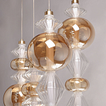 Люстра с плафонами из прозрачного и янтарного стекла в виде шаров и ромбов Gabriel Scott Luna варинант исполнения - 7 | Loft Concept в Липецке