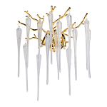 Бра золотого цвета с разветвленными ветвями и длинными прозрачными подвесками в форме стеклянных сосулек Droplet Chandelier варинант исполнения - 1 | Loft Concept в Липецке