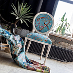 Стул из массива бука бирюзовый с изображением птиц и цветов Turquoise Beige Chinoiserie Birds Garden Chair варинант исполнения - 7 | Loft Concept в Липецке