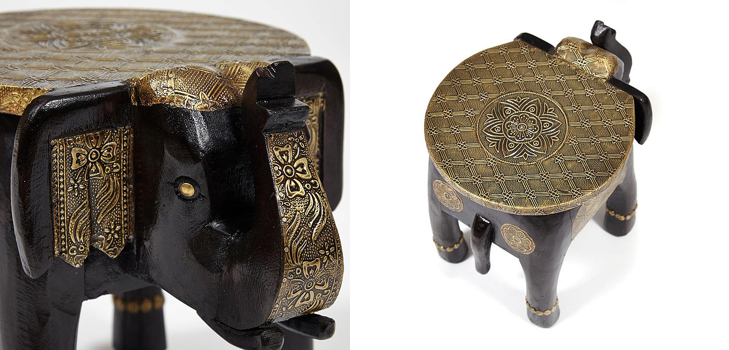 Журнальный стол Antique Indian Brass Mango Wood Elephant Table Журнальный стол Antique Indian Brass Mango Wood Elephant Table - Loft-Concept в Липецке