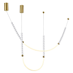 Подвесной светильник с 3-мя изогнутыми плафонами и белыми декоративными шариками PEARLS Suspension варинант исполнения - 4 | Loft Concept в Липецке