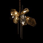 Люстра подвесная со стеклянными плафонами из дымчатого и золотистого с тремя вертикальными подвесками Gilded Mirage  варинант исполнения - 4 | Loft Concept в Липецке