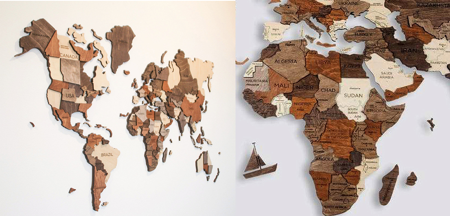 Аксессуар на стену Wooden World Map Аксессуар на стену Wooden World Map - Loft-Concept в Липецке