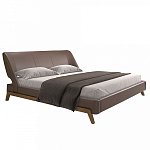 Кровать двуспальная с изголовьем из экокожи шоколадно-коричневого цвета Modern Look варинант исполнения - 1 | Loft Concept в Липецке