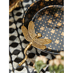 Блюдо черного цвета из фрафора на бронзовых ножках в виде стрекоз Eden Garden варинант исполнения - 5 | Loft Concept в Липецке