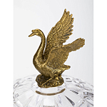 Конфетница из прозрачного рельефного стекла с ручками в виде стрекоз и фигуркой лебедя Eden Garden варинант исполнения - 3 | Loft Concept в Липецке