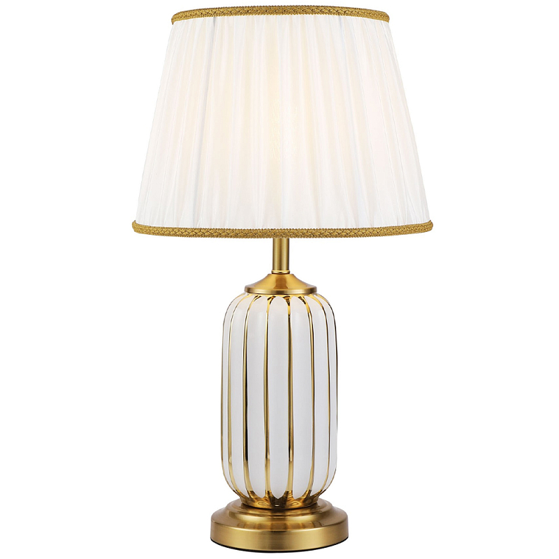 Настольная лампа с абажуром Terenzio White Table Lamp Белый Золотой в Липецке | Loft Concept 