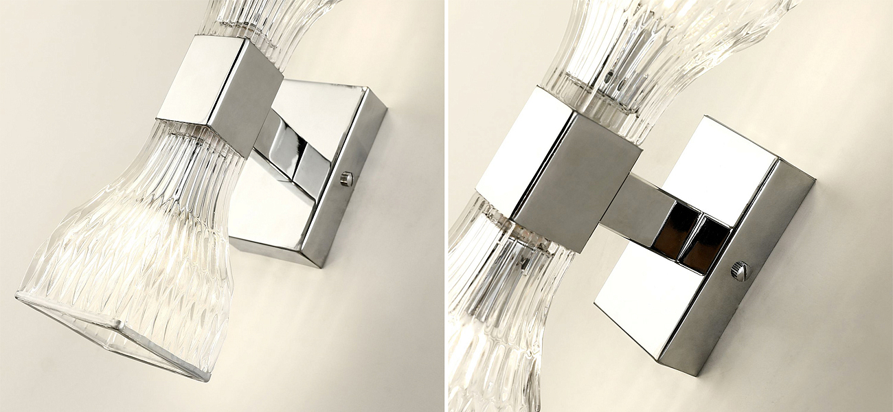 Бра с двумя плафонами из рельефного стекла GLASS HORN Chrome Бра с двумя плафонами из рельефного стекла GLASS HORN Chrome - Loft-Concept в Липецке