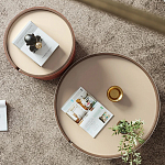 Круглый приставной стол Baxter Leather Side Table варинант исполнения - 3 | Loft Concept в Липецке