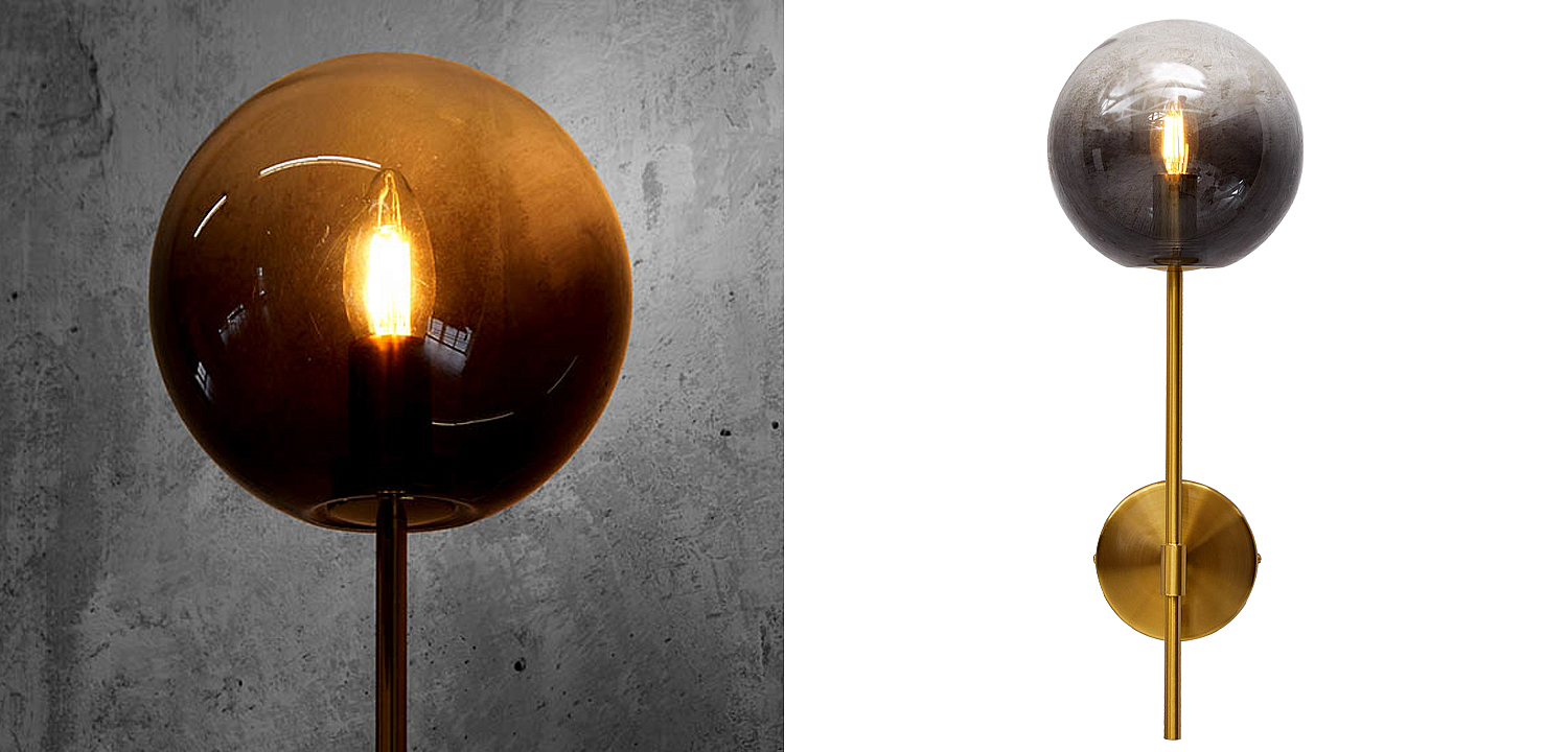 Бра стеклянный плафон шар Urmila Wall Lamp Серое стекло Бра стеклянный плафон шар Urmila Wall Lamp Серое стекло - Loft-Concept в Липецке
