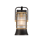 Настенный фонарь цилиндрической формы с рифленым стеклом в золотом каркасе на черном прямоугольном основании Eurofase варинант исполнения - 12 | Loft Concept в Липецке