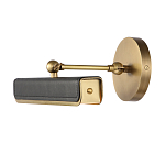 Светильник для картин цвет винтажная латунь с прямоугольным плафоном из кожи черного цвета Alora варинант исполнения - 2 | Loft Concept в Липецке