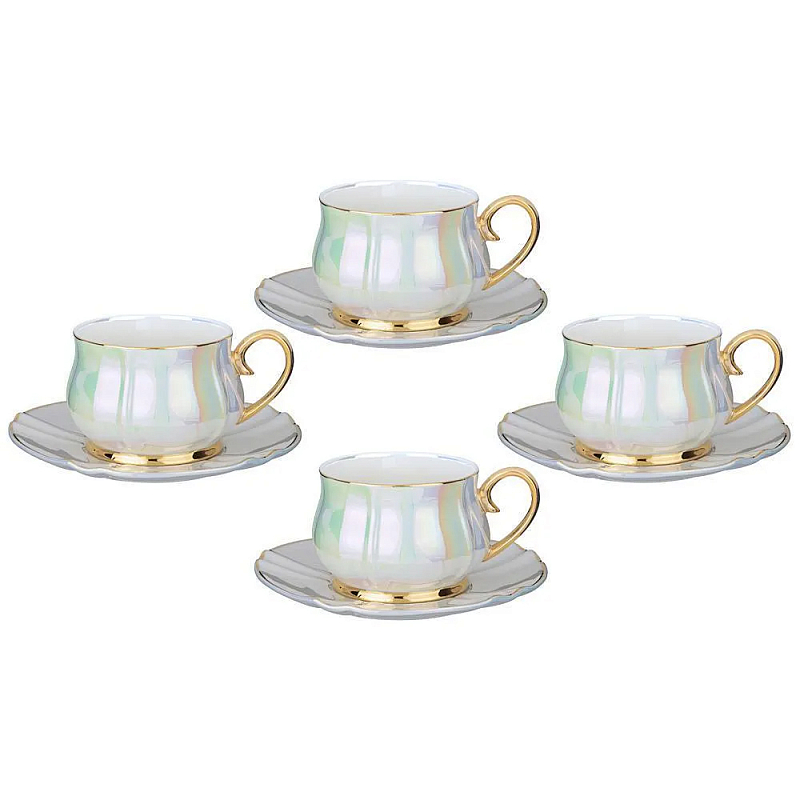 Чайный набор из фарфора на 4 персоны 8 предметов Porcelain Pearl Жемчужный Чайный набор из фарфора на 4 персоны 8 предметов Porcelain Pearl Жемчужный в Липецке | Loft Concept