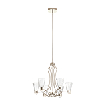 Люстра цвета никель с 6-ю рифлеными стеклянными плафонами и изогнутым каркасом Kichler варинант исполнения - 2 | Loft Concept в Липецке