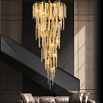 Люстра многоярусная с каркасом из металла и прозрачными подвесками FAIRYTREE Light варинант исполнения - 3 | Loft Concept в Липецке