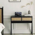 Дизайнерский письменный стол матово-чёрного цвета с 2-мя плетеными ящиками Glade Desk варинант исполнения - 2 | Loft Concept в Липецке