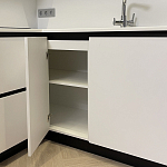 Угловой кухонный гарнитур Жемчужный белый Серый Clarke Kitchen Set White Grey варинант исполнения - 4 | Loft Concept в Липецке