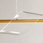 Люстра линейная золотистого цвета с двумя прозрачными волнистыми элементами Wave Line варинант исполнения - 9 | Loft Concept в Липецке