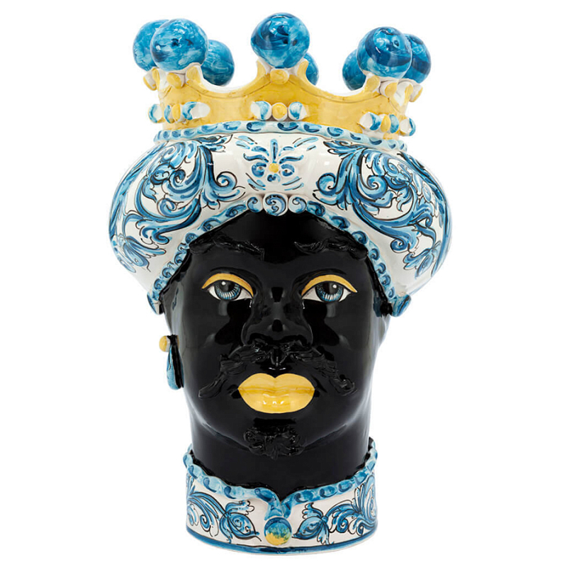 Ваза VASE MORO MAN ORNATE Blue and Yellow Синий Желтый Ваза VASE MORO MAN ORNATE Blue and Yellow Синий Желтый в Липецке | Loft Concept