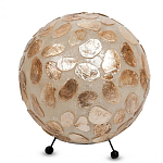 Настольная лампа из перламутра на металлическом каркасе Indonesian Circle варинант исполнения - 3 | Loft Concept в Липецке