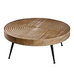 Журнальный столик с круглой фактурной столешницей из натурального дерева Vortex варинант исполнения - 1 | Loft Concept в Липецке