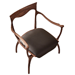 Стул деревянный с мягким сиденьем из коричневой натуральной кожи Moon Walnut Furniture варинант исполнения - 13 | Loft Concept в Липецке