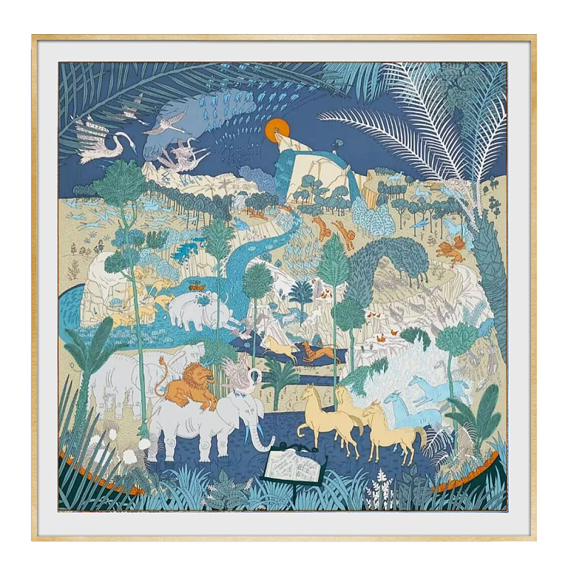 Картина Hermes Le Carnaval des Animaux Мульти Золотой Картина Hermes Le Carnaval des Animaux Мульти Золотой в Липецке | Loft Concept