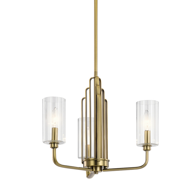  Люстра с прозрачными рифлеными цилиндрическими плафонами Kichler Латунь Прозрачное Стекло Никель в Липецке | Loft Concept 