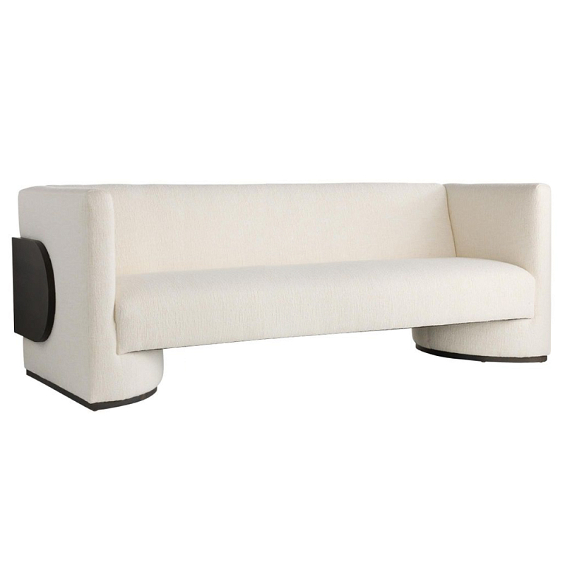 Трехместный диван Florida Sofa с элегантным деревянным декором Белый Черный Трехместный диван Florida Sofa с элегантным деревянным декором Белый Черный в Липецке | Loft Concept