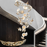 Люстра каскадная из белых цветов каллы и птичек Refined Taste of Light варинант исполнения - 2 | Loft Concept в Липецке