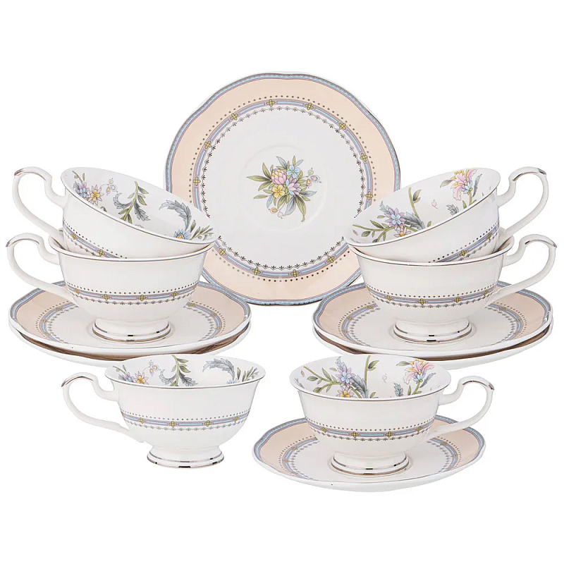 Чайный сервиз из фарфора на 6 персон 12 предметов Tea Flower Set Мульти Чайный сервиз из фарфора на 6 персон 12 предметов Tea Flower Set Мульти в Липецке | Loft Concept