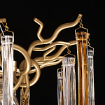 Люстра подвесная золотого цвета с разветвленными ветвями и прозрачными стеклянными подвесками Droplet Chandelier варинант исполнения - 8 | Loft Concept в Липецке