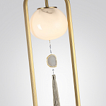 Торшер с шарообразным плафоном из белого стекла с подвеской из камня и длинной кисточкой Agatelle варинант исполнения - 4 | Loft Concept в Липецке