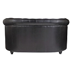 Диван кожаный двухместный на 4-х деревянных ножках из массива березы Logan Leather Seating black варинант исполнения - 3 | Loft Concept в Липецке