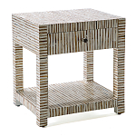 Тумбочка прикроватная Vancouver Bone Inlay Bedside Beige варинант исполнения - 1 | Loft Concept в Липецке