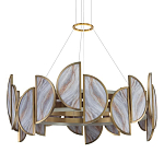 Люстра круглая с полукруглыми плафонами из искусственного алебастра в бронзовой оправе Marbella варинант исполнения - 1 | Loft Concept в Липецке