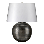 Настольная лампа с круглым фарфоровым основанием ручной работы с покрытием глазурью и белым абажуром из искусственного шелка Elstead Lighting варинант исполнения - 1 | Loft Concept в Липецке