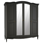 Шкаф черный четырехдверный из массива бука с зеркалами Black Provence варинант исполнения - 1 | Loft Concept в Липецке