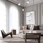 Подвесной светильник в форме дуги с белыми шарообразными плафонами Flos Wireline Lighting варинант исполнения - 4 | Loft Concept в Липецке