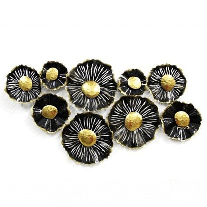 Панно настенное Blank Sheet Black flower Золотой Черный Панно настенное Blank Sheet Black flower Золотой Черный в Липецке | Loft Concept