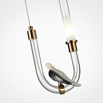 Подвесной светильник с декоративной фигуркой птицы на прозрачной изогнутой трубке Ganthea варинант исполнения - 5 | Loft Concept в Липецке