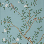 Обои ручная роспись Gustavian Garden Special Colourway on Duck Egg dyed silk варинант исполнения - 1 | Loft Concept в Липецке