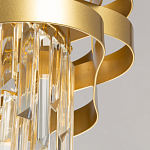 Люстра цвета матового золота с металлическими лентами и длинными прозрачными подвесками Gilded Waves варинант исполнения - 9 | Loft Concept в Липецке