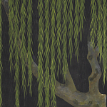 Обои ручная роспись Willow Original colourway on Edo Night painted silk варинант исполнения - 1 | Loft Concept в Липецке