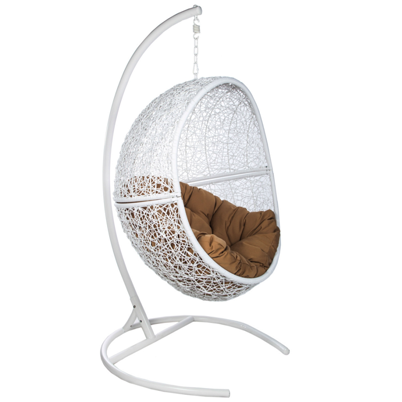 Подвесное уличное кресло Egg Cage white Коричневый Белый в Липецке | Loft Concept 