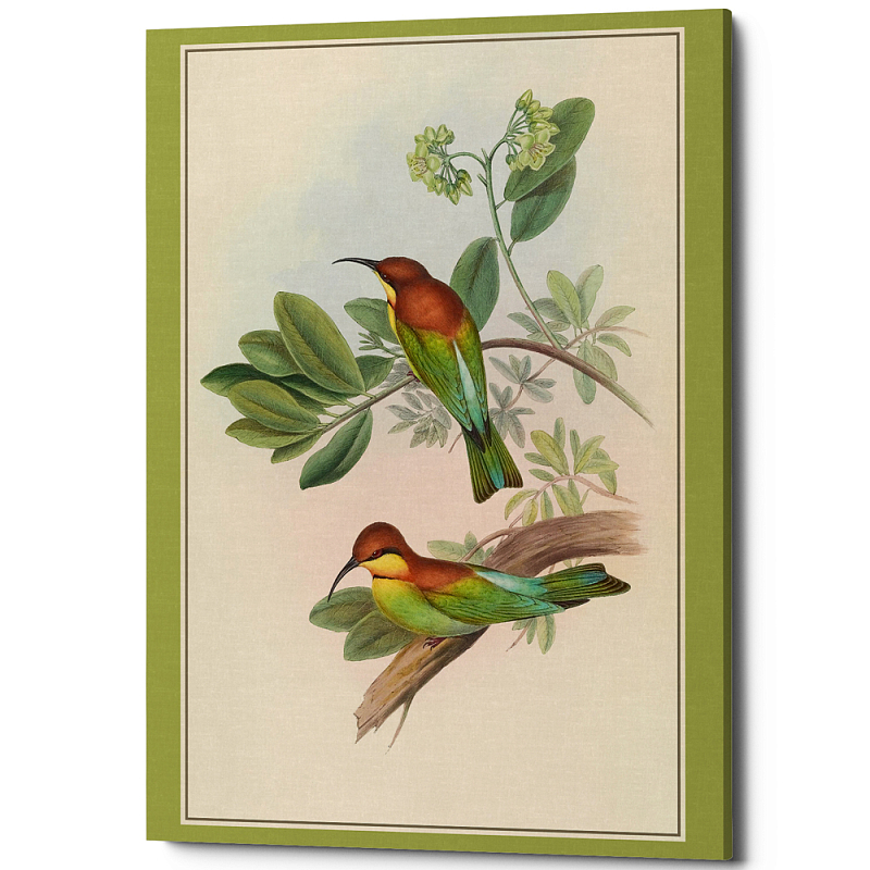 Постер на холсте с изображением птиц Blooming Birds Poster Бежевый Салатовый Мульти Постер на холсте с изображением птиц Blooming Birds Poster Бежевый Салатовый Мульти в Липецке | Loft Concept