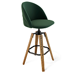 Барный стул со спинкой и металлической подставкой на 4-х деревянных ножках Зеленый Велюр Vendramin Chair варинант исполнения - 1 | Loft Concept в Липецке