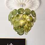 Люстра из зеленых стеклянных дисков с перламутровым эффектом Green Glowing Glaze варинант исполнения - 4 | Loft Concept в Липецке