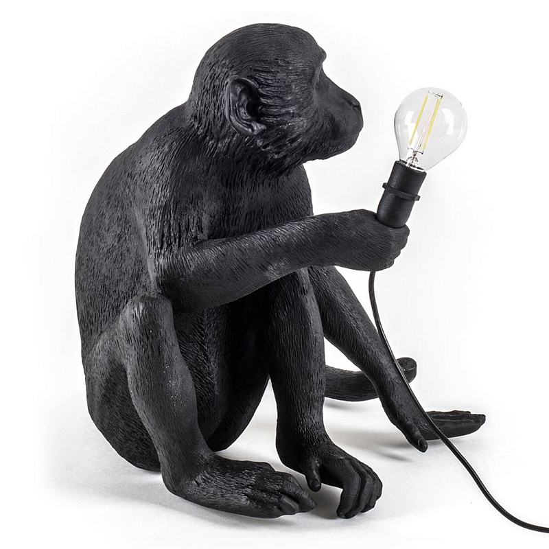 Настольная Лампа SELETTI MONKEY LAMP SITTING VERSION Черный в Липецке | Loft Concept 